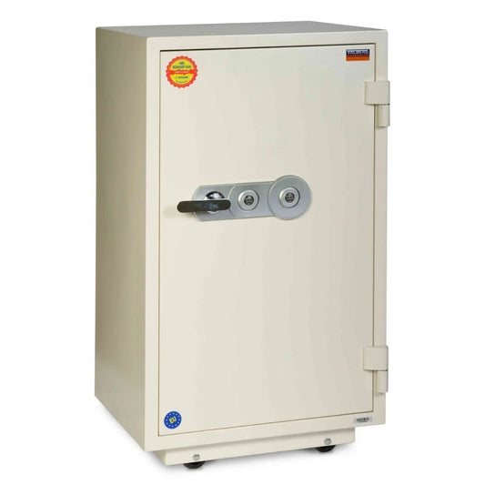 خزنة فالبرغ FRS-93 KL البيضاء - تفاصيل نظام الأمان المزدوج | Valberg FRS-93 KL White Safe Dual Security System Details UAE