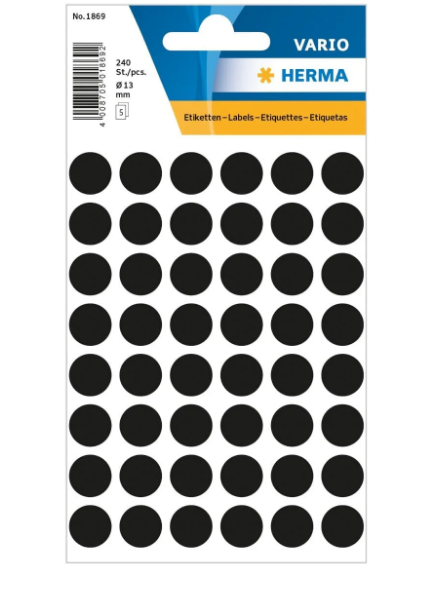 Herma Vario Color Dot Stickers 13mm Black - UAE Office Supplies | Dubai Abu Dhabi Sharjah