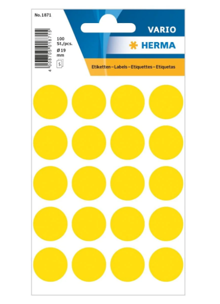 Herma Vario Color Dot Stickers 19mm Yellow - UAE Office Supplies | Dubai Abu Dhabi Sharjah
