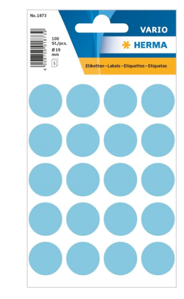 Herma Vario Sticker Color Dots, 19 mm, 100/pack, Blue