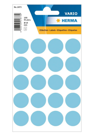 Herma Vario Sticker Color Dots, 19 mm, 100/pack, Blue