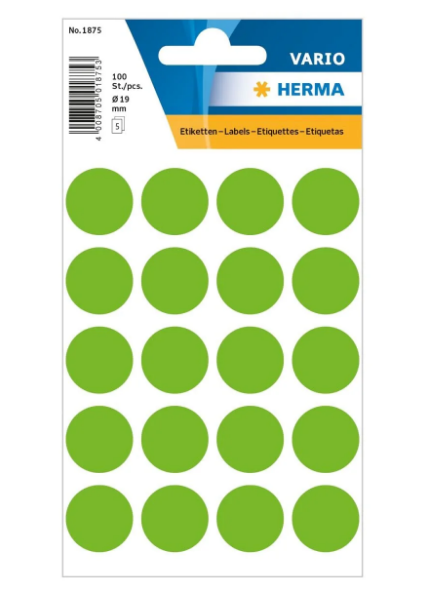 Herma Vario Color Dot Stickers 19mm Green - UAE Office Supplies Dubai Abu Dhabi