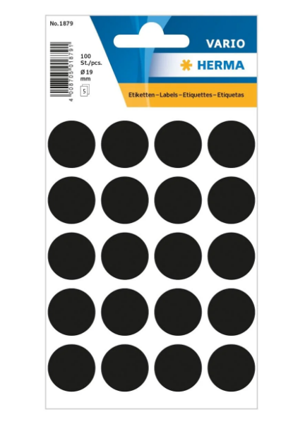 Herma Vario Color Dot Stickers 19mm Black - UAE Office Supplies | Dubai Abu Dhabi Sharjah