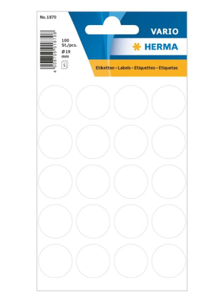 Herma Vario Color Dot Stickers 19mm White - Premium Office Labels UAE | Dubai Abu Dhabi Sharjah