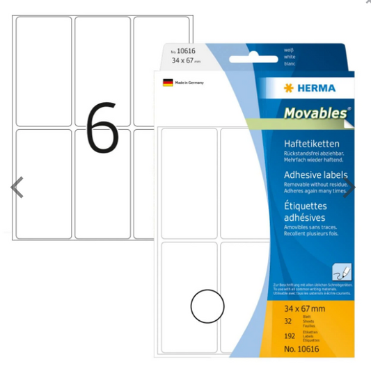 Herma Office Pack Movable Labels 34x67mm - UAE Wide Delivery | Premium Office Supplies Dubai