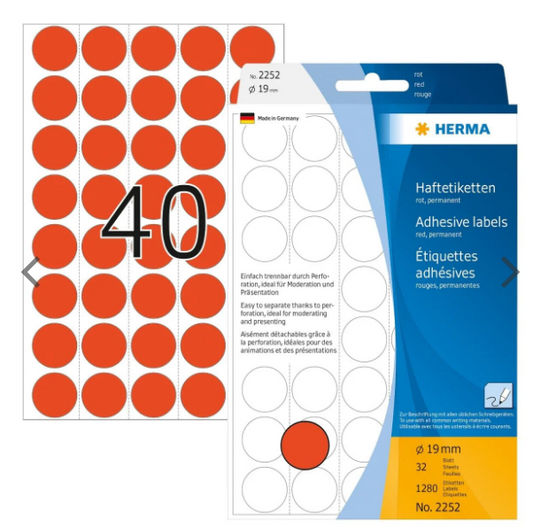 Herma Office Pack Color Dots Red Labels 19mm - UAE Wide Delivery | Dubai Abu Dhabi Sharjah
