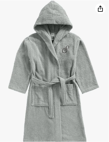 INFINI HOMES Daffodil Monogrammed Kids Bathrobe - Premium Terry Cotton Hooded Robe for Children