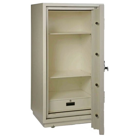 خزنة فالبرغ FRS-133 EL مقاومة للحريق - أبيض، نظام قفل رقمي ومفتاح | Valberg FRS-133 EL Fire-Resistant Safe White Digital Key Lock UAE