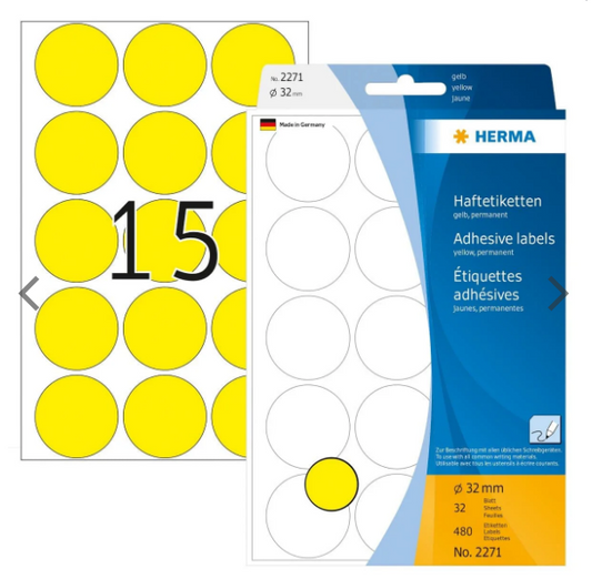 Herma Office Pack Color Dots 32mm Yellow Labels - UAE Wide Delivery | Dubai Abu Dhabi Sharjah