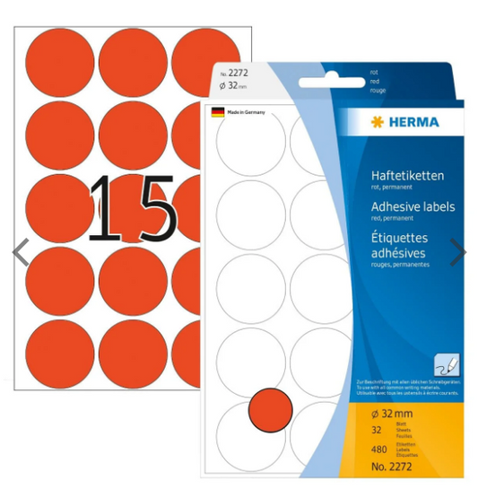 Herma Office Pack Color Dots 32mm Red Labels - UAE Wide Delivery | Dubai Abu Dhabi Sharjah