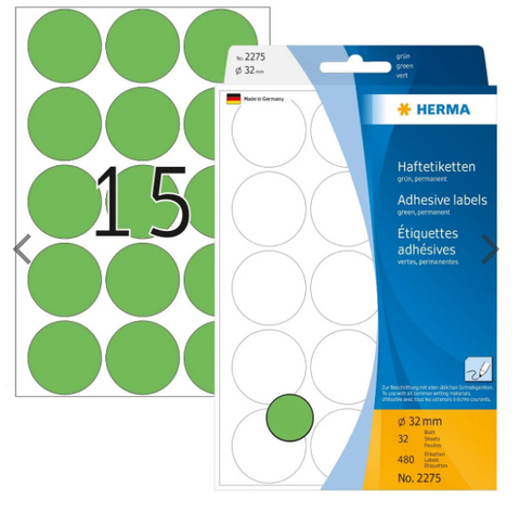 Herma Office Pack Color Dots 32mm Green Labels - UAE Wide Delivery | Dubai Abu Dhabi Sharjah
