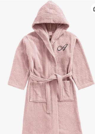 INFINI HOMES Daffodil Monogrammed Kids Bathrobe - Premium Terry Cotton Hooded Robe for 6 Year Olds