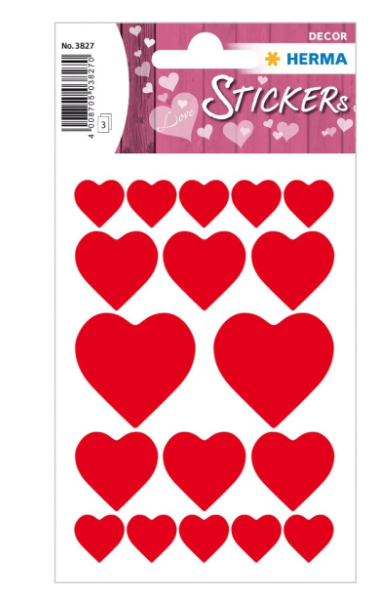 Herma Heart Decor Stickers UAE - Premium Red Hearts 3 Sheets Pack | Dubai Abu Dhabi Sharjah