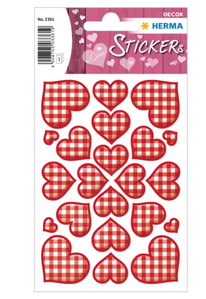 Herma Decor Heart Stickers UAE | Red Checked Hearts | Dubai Abu Dhabi Sharjah