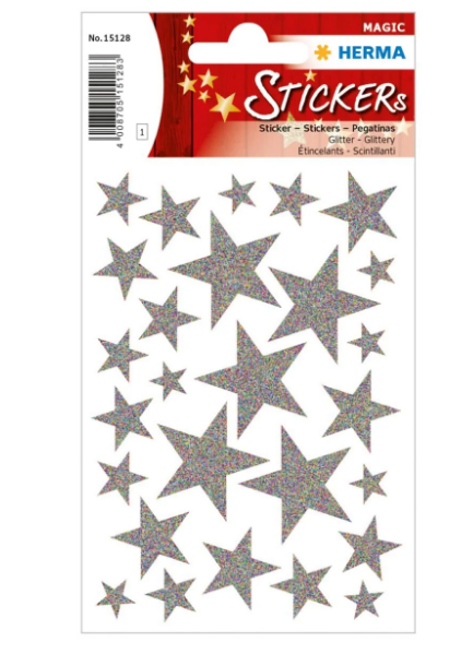 Herma Magic Glitter Silver Star Stickers UAE - Premium Office Supplies Dubai Abu Dhabi