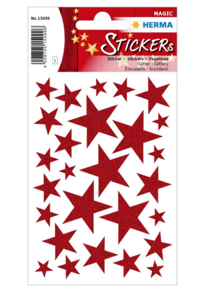 Herma Magic Glitter Star Stickers UAE | Premium Red Stars 27-Pack | Dubai Abu Dhabi Sharjah