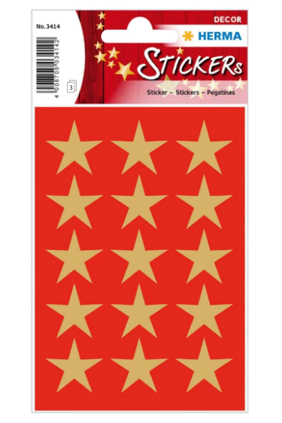 Gold Star Stickers UAE - Premium Herma Decor Stars 22mm (45 Pack) | Dubai Abu Dhabi Delivery