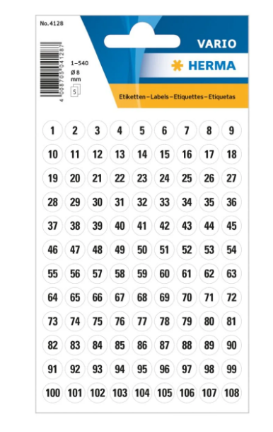Herma Vario Number Sticker Dots 1-540 UAE | 8mm Office Labels Dubai Abu Dhabi