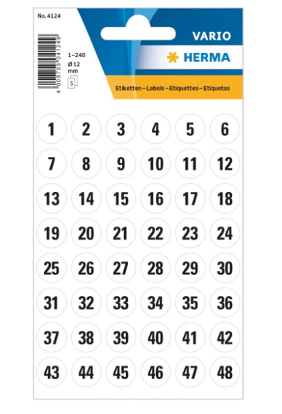 Herma Vario Number Sticker Dots 1-240 UAE | 12mm Office Labels Dubai Abu Dhabi