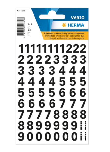 Herma Vario Sticker Numbers 0-9 UAE | 10mm Weatherproof Film Labels Dubai Abu Dhabi