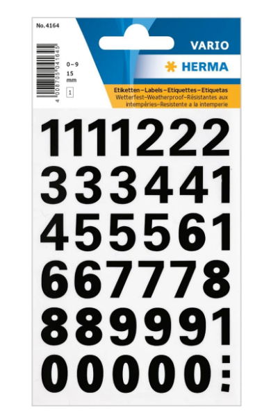 Herma Vario Sticker Numbers 0-9 UAE | 15mm Weatherproof Film Labels Dubai Abu Dhabi