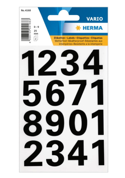 Herma Vario Sticker Numbers 0-9 UAE | 25mm Weatherproof Film Labels Dubai Abu Dhabi