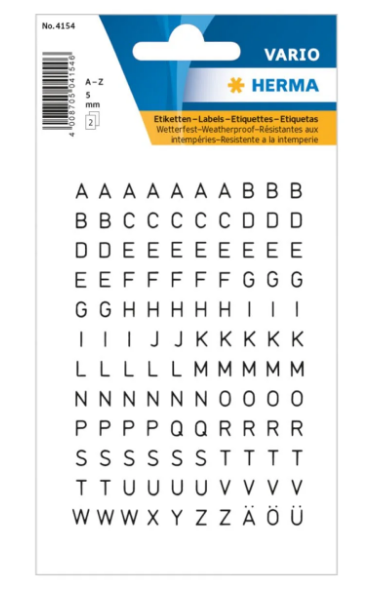 Herma Vario Sticker Letters A-Z 5mm UAE | Weatherproof Film Labels Dubai Abu Dhabi
