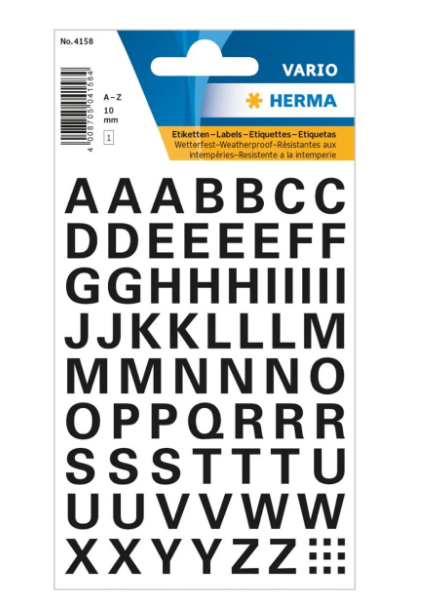 Herma Vario Sticker Letters A-Z 10mm UAE | Weatherproof Film Labels Dubai Abu Dhabi