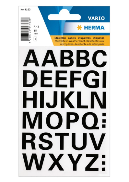 Herma Vario Sticker Letters A-Z 15mm UAE | Weatherproof Film Labels Dubai Abu Dhabi
