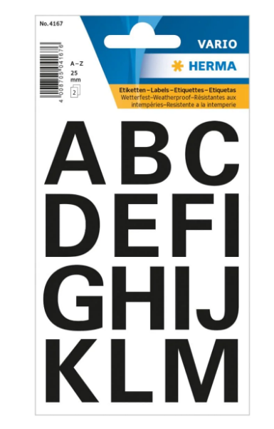 Herma Vario Sticker Letters A-Z 25mm UAE | Weatherproof Film Labels Dubai Abu Dhabi