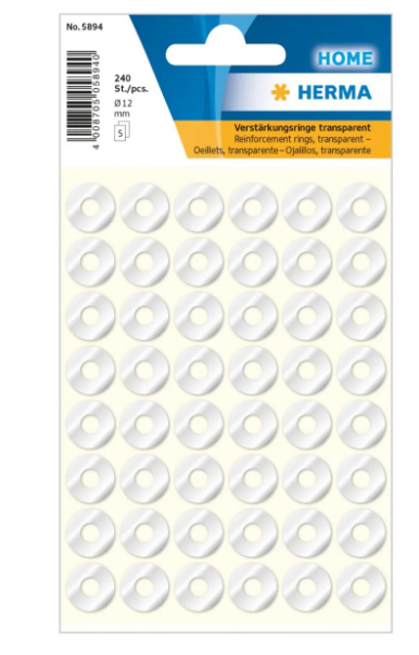 Herma Self Adhesive Reinforcement Rings UAE - 12mm Transparent Office Supplies Dubai Abu Dhabi