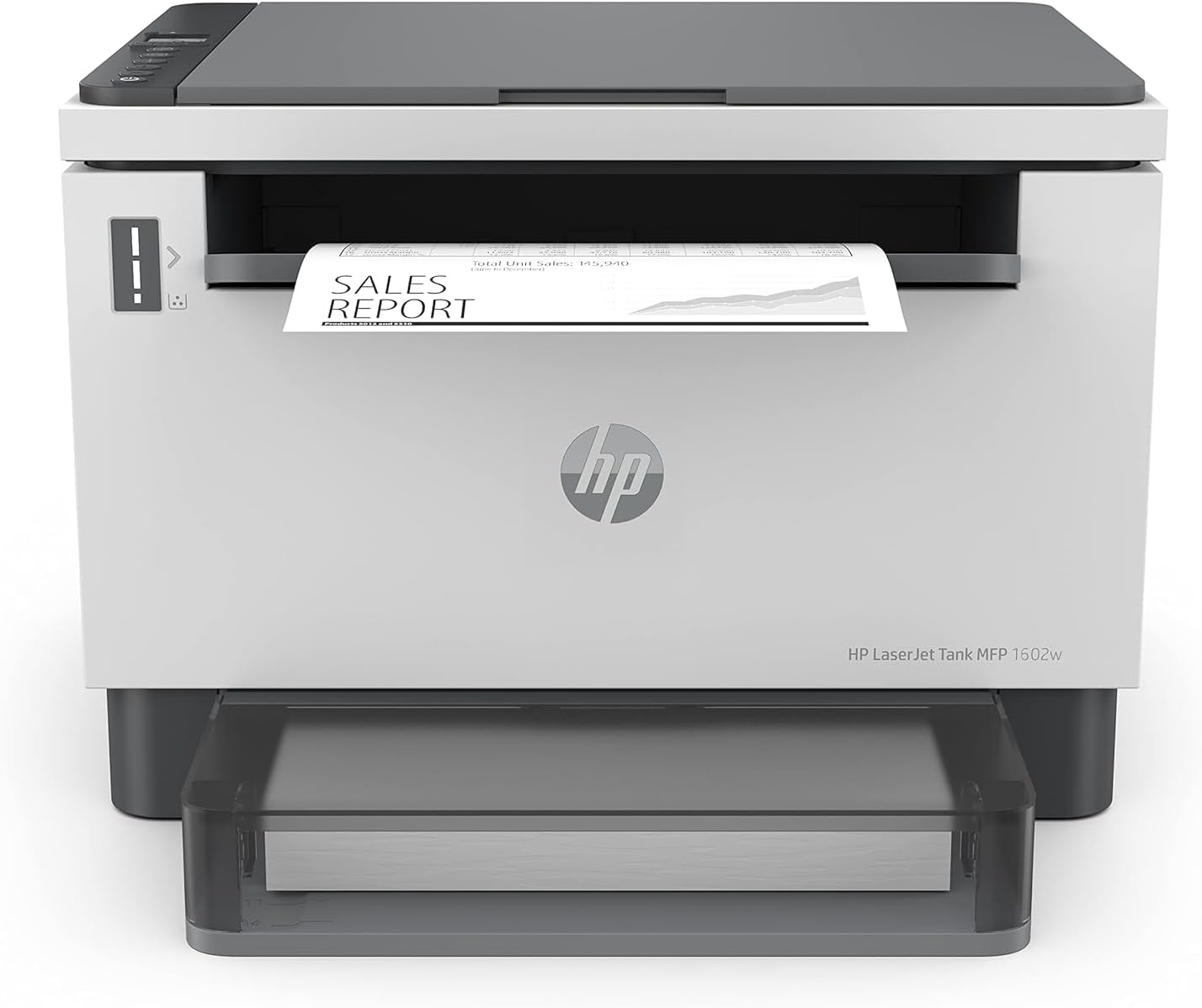 HP LaserJet Tank MFP 1602W Wireless Printer front view printing sales report – buy in UAE