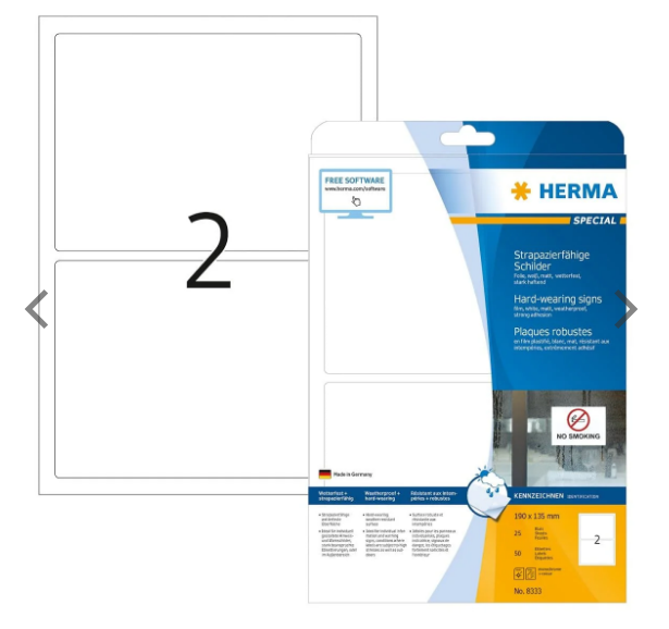 Herma Weatherproof Polyester Labels 190x135mm - Premium White Labels UAE | Dubai Abu Dhabi Sharjah