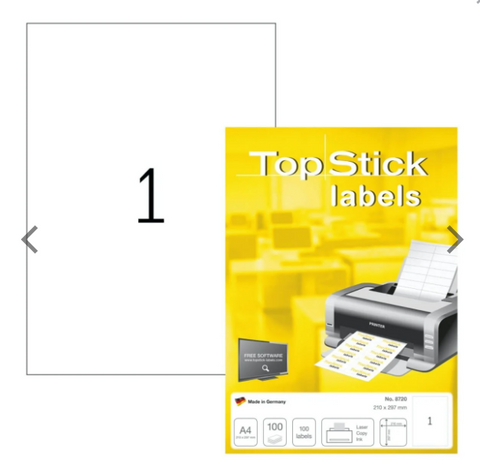 TopStick A4 Labels Dubai UAE | Premium White Label Sheets 210x297mm | 100 Pack