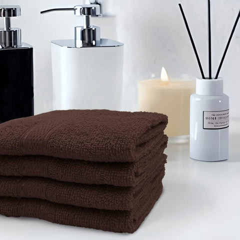 INFINI HOMES Daffodil Brown Premium Face Towel Set - 30x30cm (24 Pack) | UAE Hotel Spa Quality