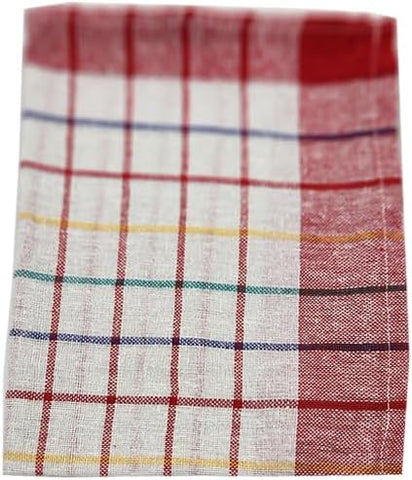 INFINI HOMES Orchard Blue & Red Multi Checks Tea Towel Set - Premium Kitchen Linens UAE