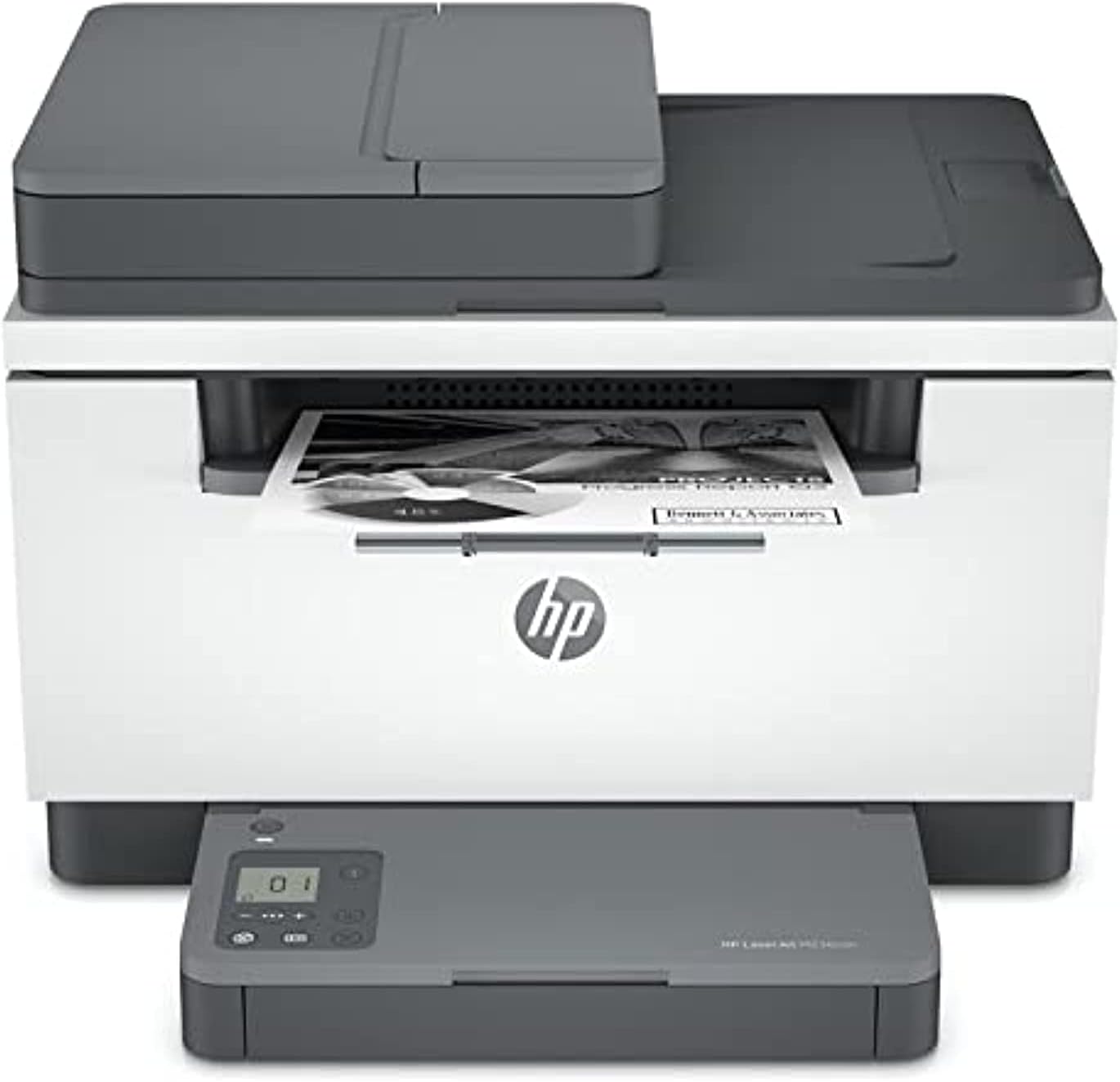 HP LaserJet MFP M236SDN multifunction laser printer front view with 40-page ADF and output tray – buy online UAE