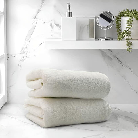 INFINI HOMES Iris White Luxury Pool Towel 90x180cm - Premium 600 GSM Cotton Bath Linen UAE