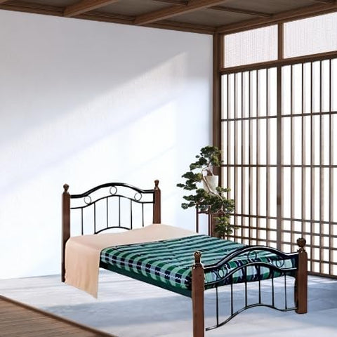 Premium Wooden Steel Bed Frame Single Size 190x90x75cm | UAE Delivery to Dubai, Abu Dhabi, Sharjah | Modern Bedroom Furniture