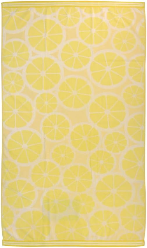 INFINI HOMES Premium Petunia Jacquard Beach Towel - 86x162cm Lemon Cotton UAE