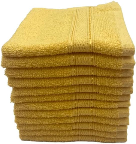 INFINI HOMES Daffodil Premium Face Towel Set - 30x30cm (12 Pack) | 100% Cotton Hotel Quality Bath Linen UAE