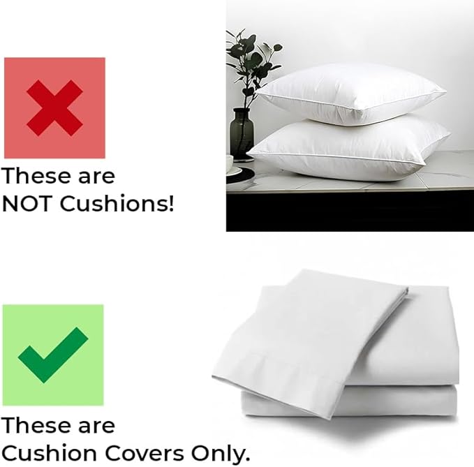 INFINI HOMES Premium White Cotton Cushion Covers 40 X 40 - UAE Living Room Decor