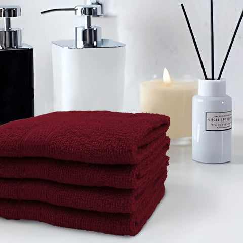 INFINI HOMES Daffodil Burgundy Premium Face Towel Set - 24 Pieces | 30x30cm | 100% Cotton Hotel Quality Bath Linen UAE