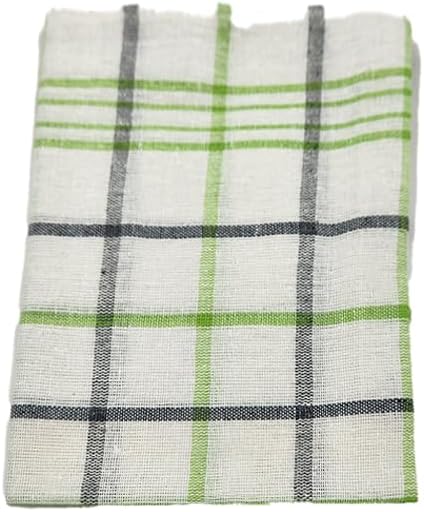 INFINI HOMES Premium Tea Towel Set - Orchard Green & Orange Multi Checks (50x70cm) - Pack of 6