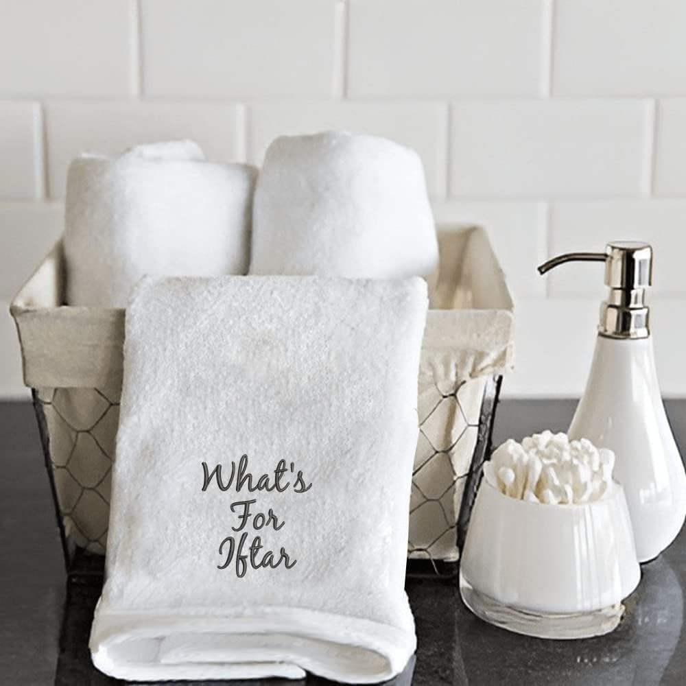 INFINI HOMES Premium Ramadan Hand Towel - What's for Iftar Embroidered Kitchen Towel 600 GSM