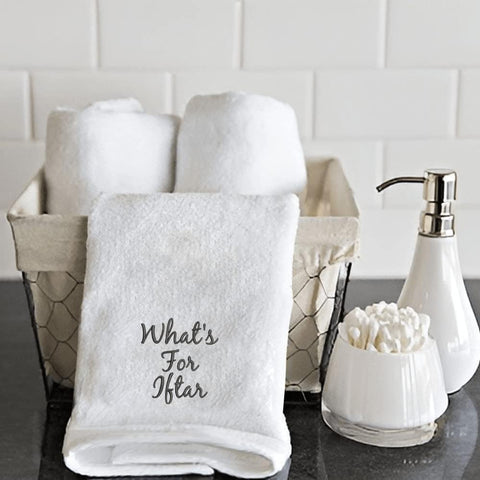 INFINI HOMES Premium Ramadan Hand Towel - What's for Iftar Embroidered Kitchen Towel 600 GSM