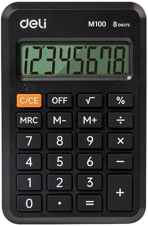 Deli EM100 Calculator 12-Digit Display Dubai UAE | Portable Solar Calculator for Office School | Dual Power Desktop Calculator
