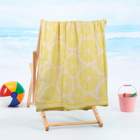 INFINI HOMES Premium Petunia Jacquard Beach Towel - 86x162cm Lemon Cotton UAE