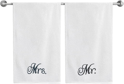 INFINI HOMES Luxury Personalized Mr & Mrs Bath Towel Set - Premium 600 GSM Cotton Towels UAE