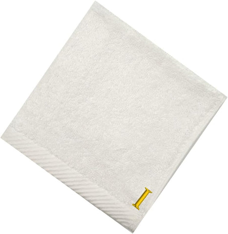 INFINI HOMES Premium Embroidered Monogrammed Face Towels - Letter I (Set of 6) | 100% Cotton 600 GSM Hotel Quality Bath Linen